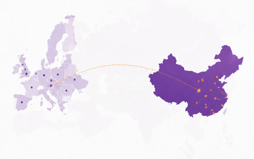 China to Europe logistics network map